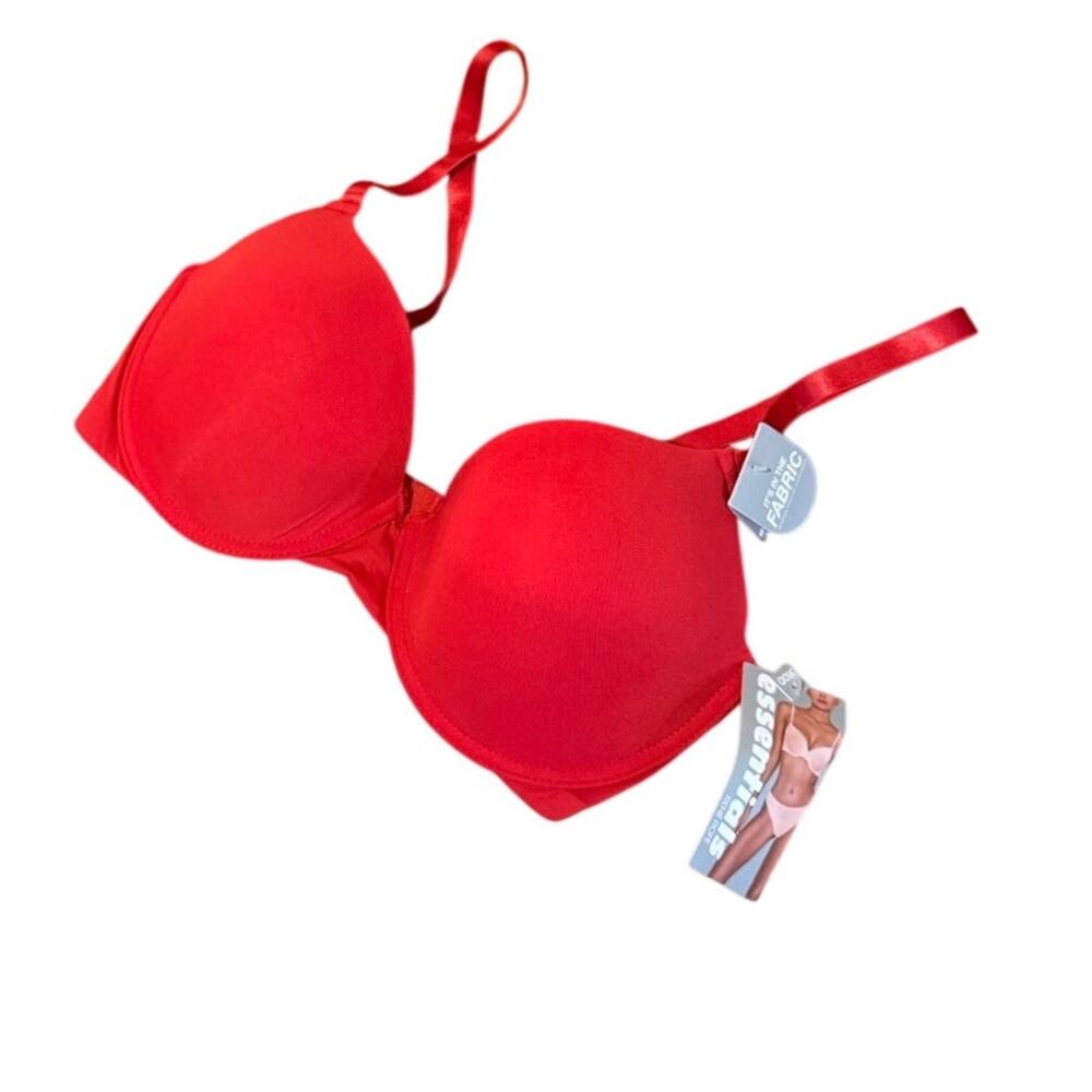 Essentials Red Lightly Lined T-Shirt Bra 36DD NWT